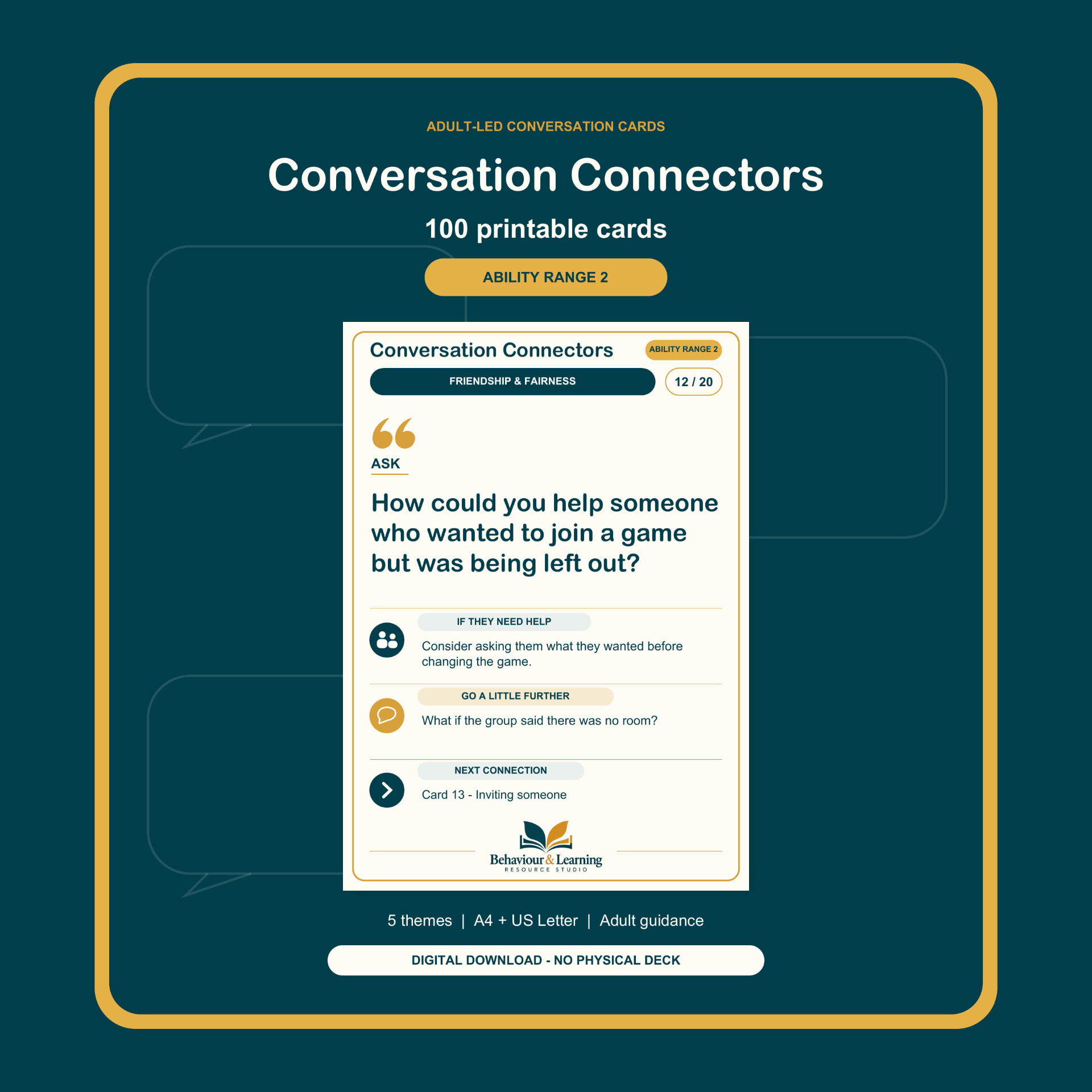 Conversation Connectors: Ability Range 2 (gold): product image showing a sample card